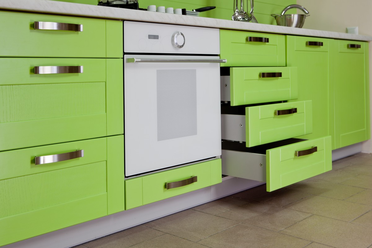 Bold Green Kitchen Cabinets 1  